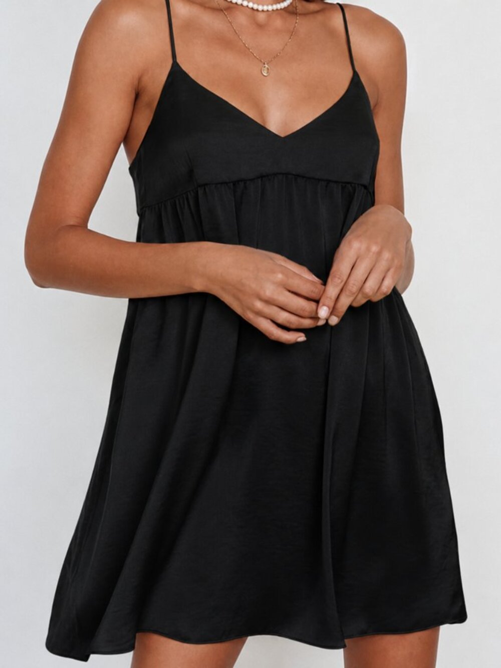 Aritzia Wilfred Lover Satin Babydoll Dress Tan Beige Gold Size Medium